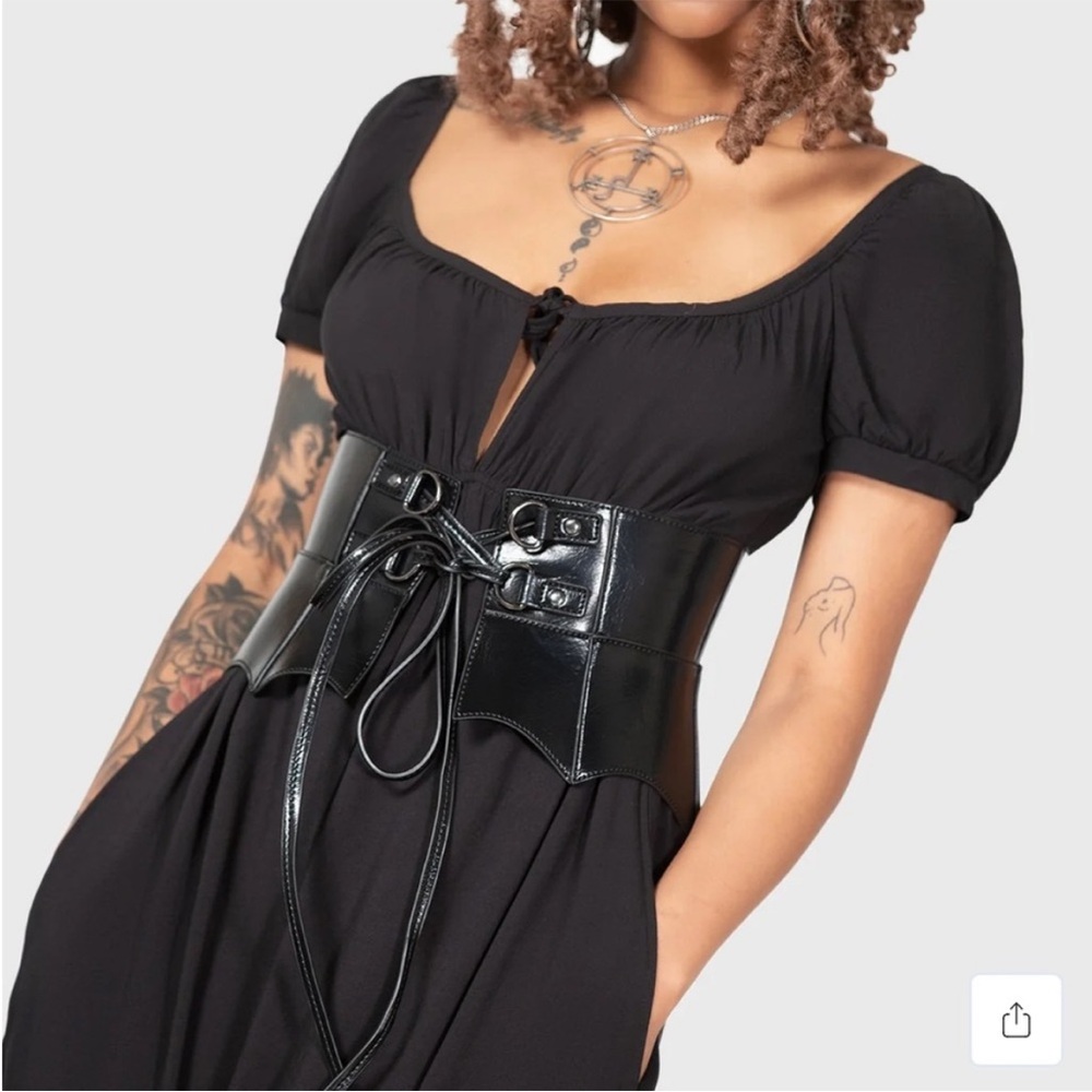 Killstar Black Corset Belt with Lace-Up Detail